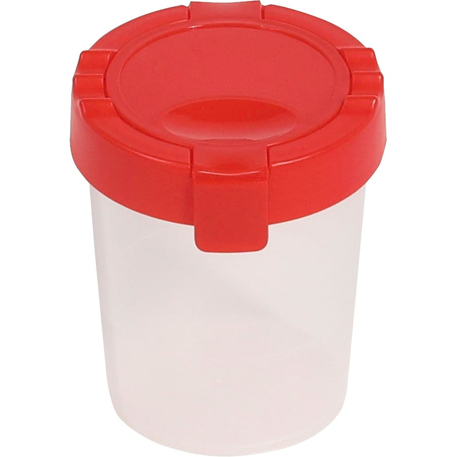 Deflecto Antimicrobial Kids No Spill Paint Cup Red - Paint, Brush - 3.93" Height x 3.46" Width x 3.93" Depth - Red - Plastic, Polypropylene - 1 Each