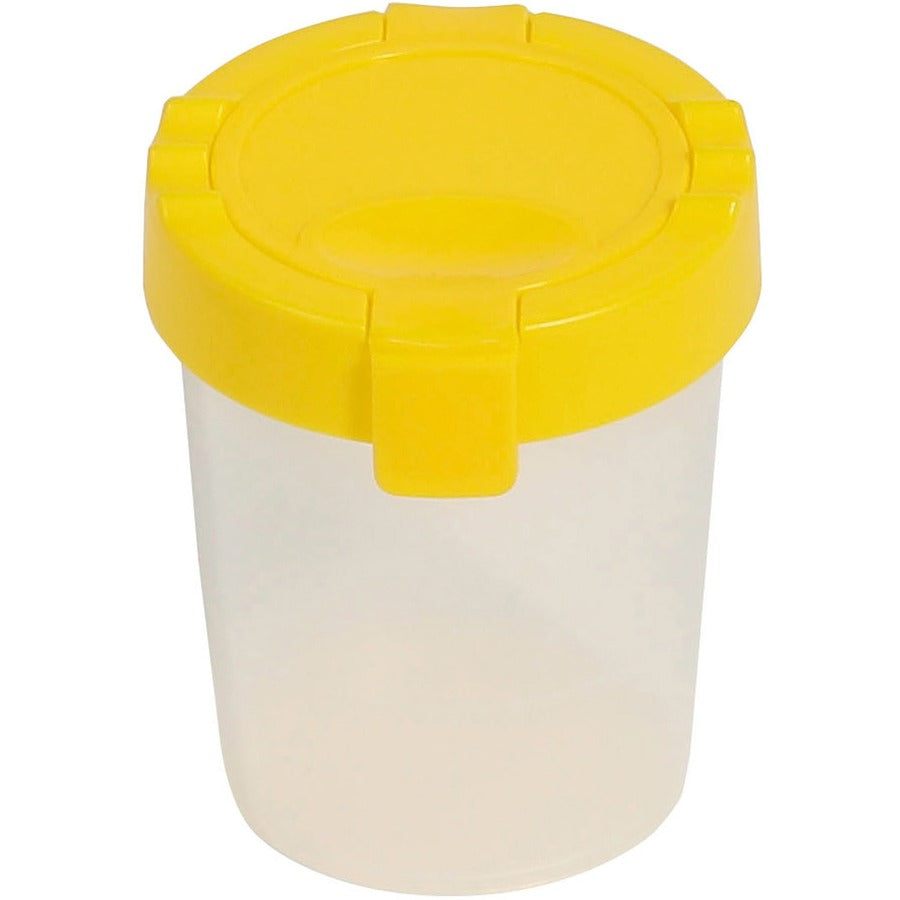 Deflecto Antimicrobial Kids No Spill Paint Cup Yellow - Paint, Brush - 3.93" Height x 3.46" Width x 3.93" Depth - Yellow - Plastic, Polypropylene - 1 Each