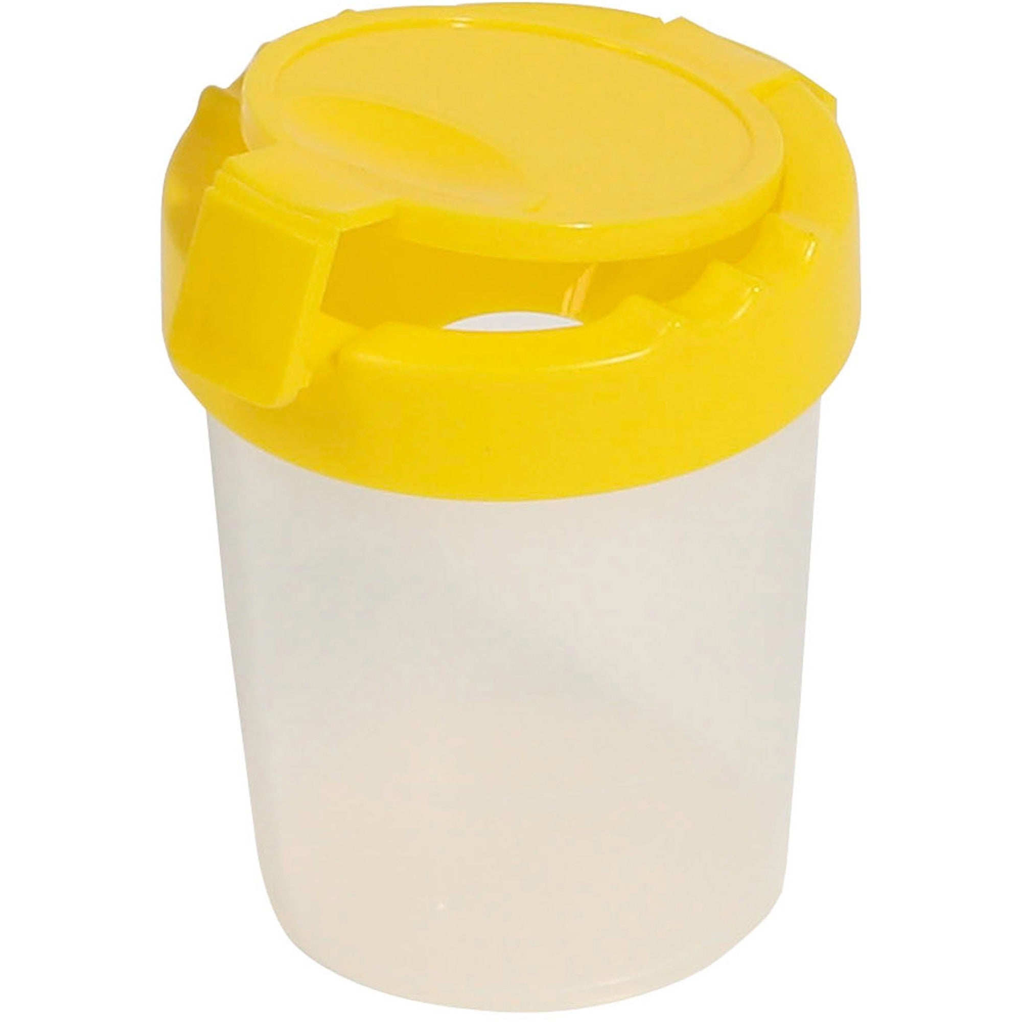 Deflecto Antimicrobial Kids No Spill Paint Cup Yellow - Paint, Brush - 3.93" Height x 3.46" Width x 3.93" Depth - Yellow - Plastic, Polypropylene - 1 Each