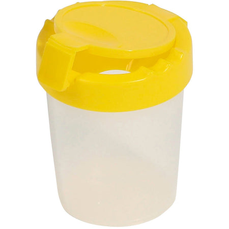 Deflecto Antimicrobial Kids No Spill Paint Cup Yellow - Paint, Brush - 3.93" Height x 3.46" Width x 3.93" Depth - Yellow - Plastic, Polypropylene - 1 Each
