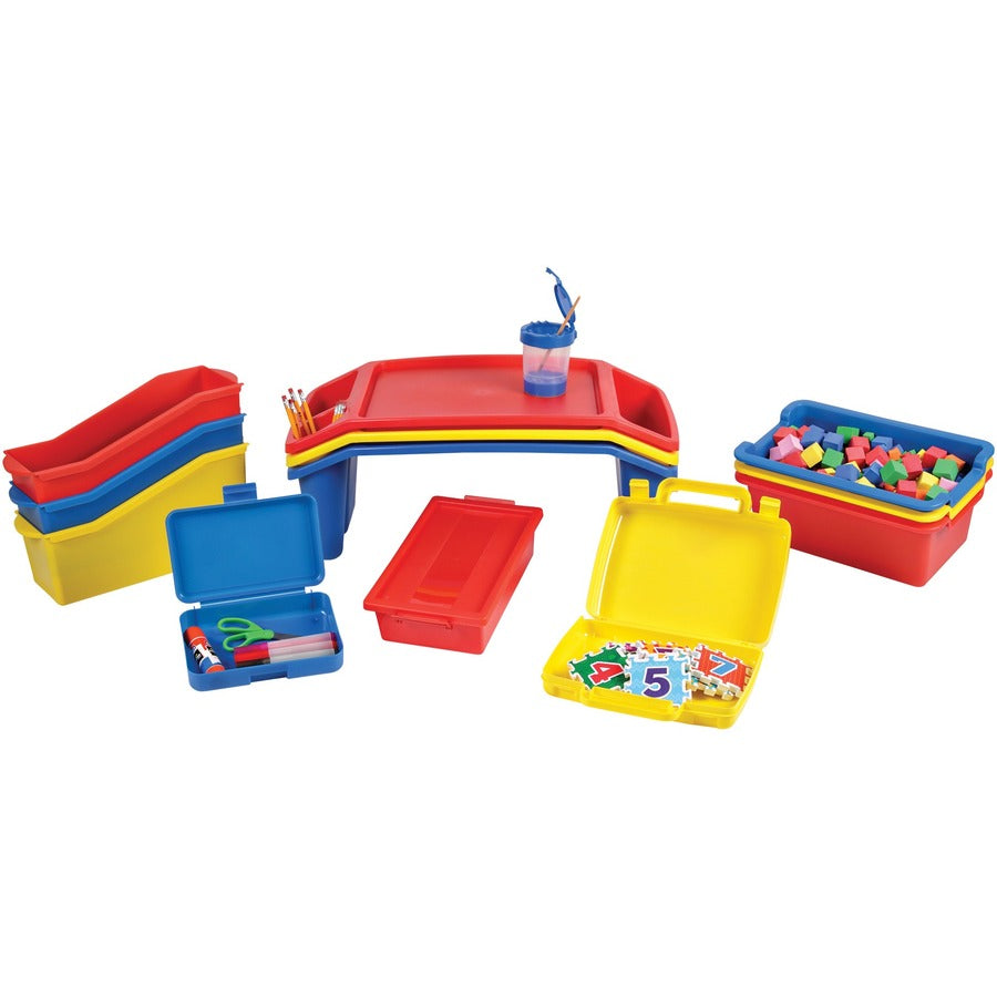 Deflecto Antimicrobial Pencil Box Red - External Dimensions: 5.4" Width x 8" Depth x 2" Height - Snap Closure - Plastic - Red - For Pencil, Marker, Supplies - 1 Each