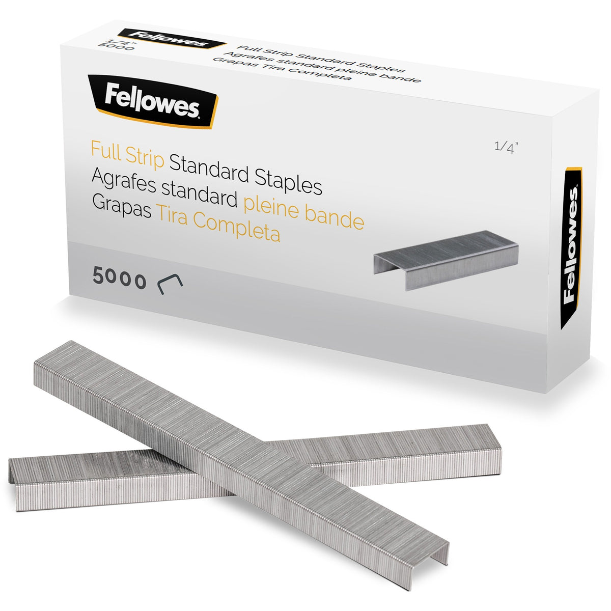 Fellowes ÔøΩ" Full Strip of Staples 5000pk - 1/4" - for Paper - Silver - 1 Each