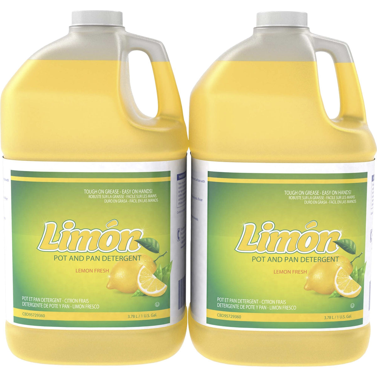 Diversey Limon Pot And Pan Detergent - Ready-To-Use/Concentrate - 128 fl oz (4 quart) - Lemon Fresh Scent - pH Balanced, Long Lasting, Pleasant Scent - Yellow - 2 / Carton
