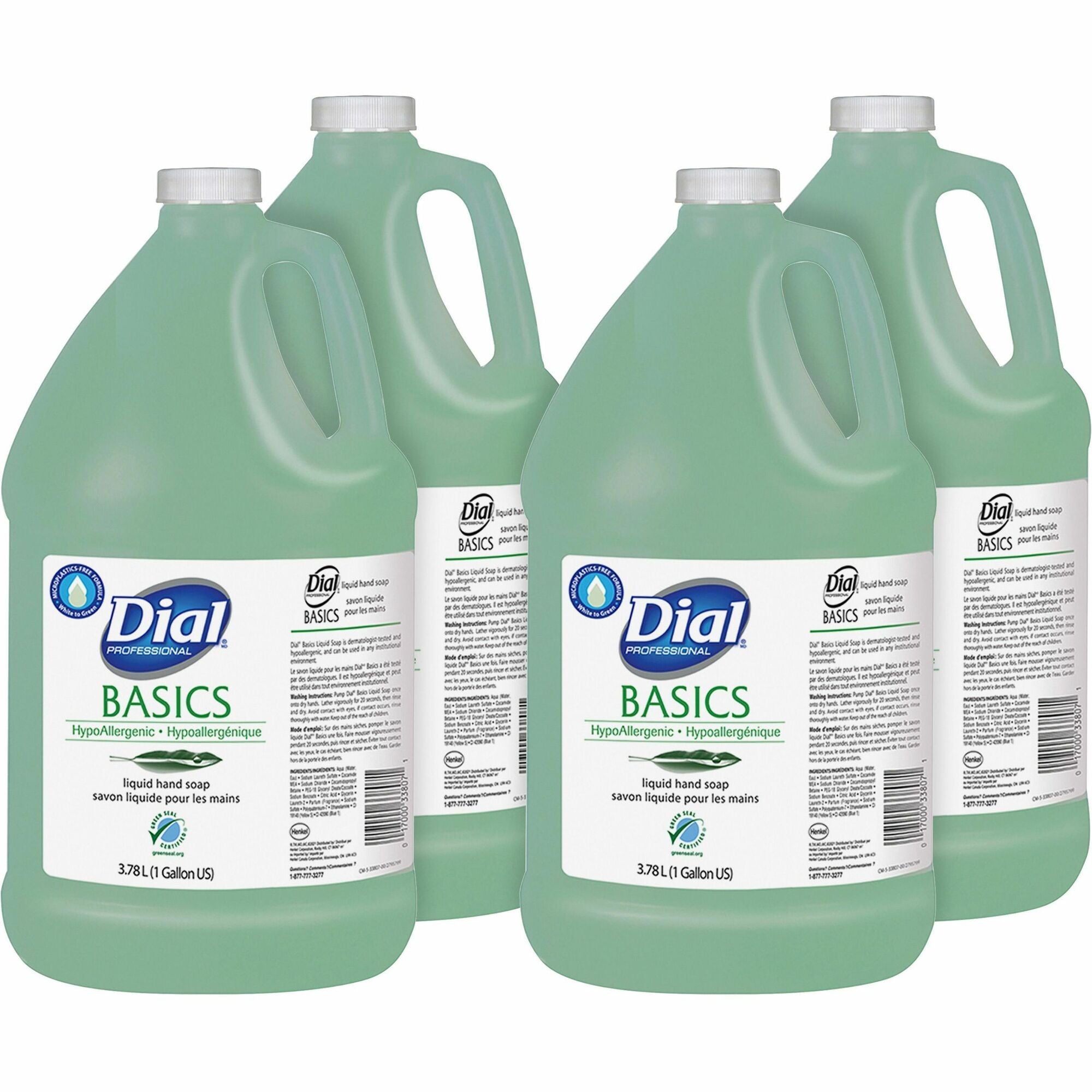 Dial Basics Liquid Hand Soap - 1 gal - Green - 4/Carton - Soaps/Cleaners