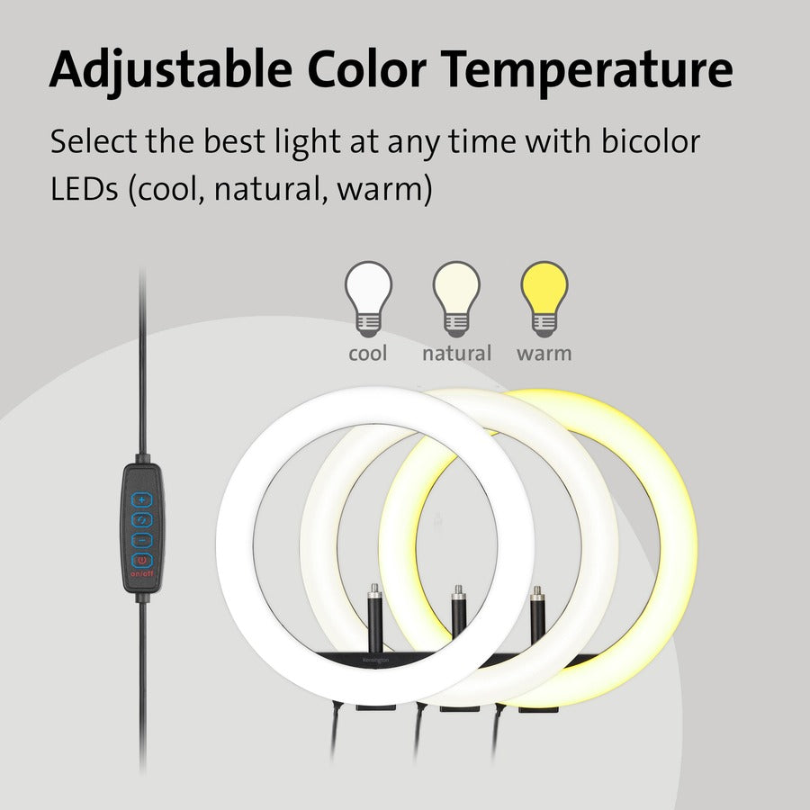 Kensington L1000 Bicolour Ring Light with Webcam Mount - Stand