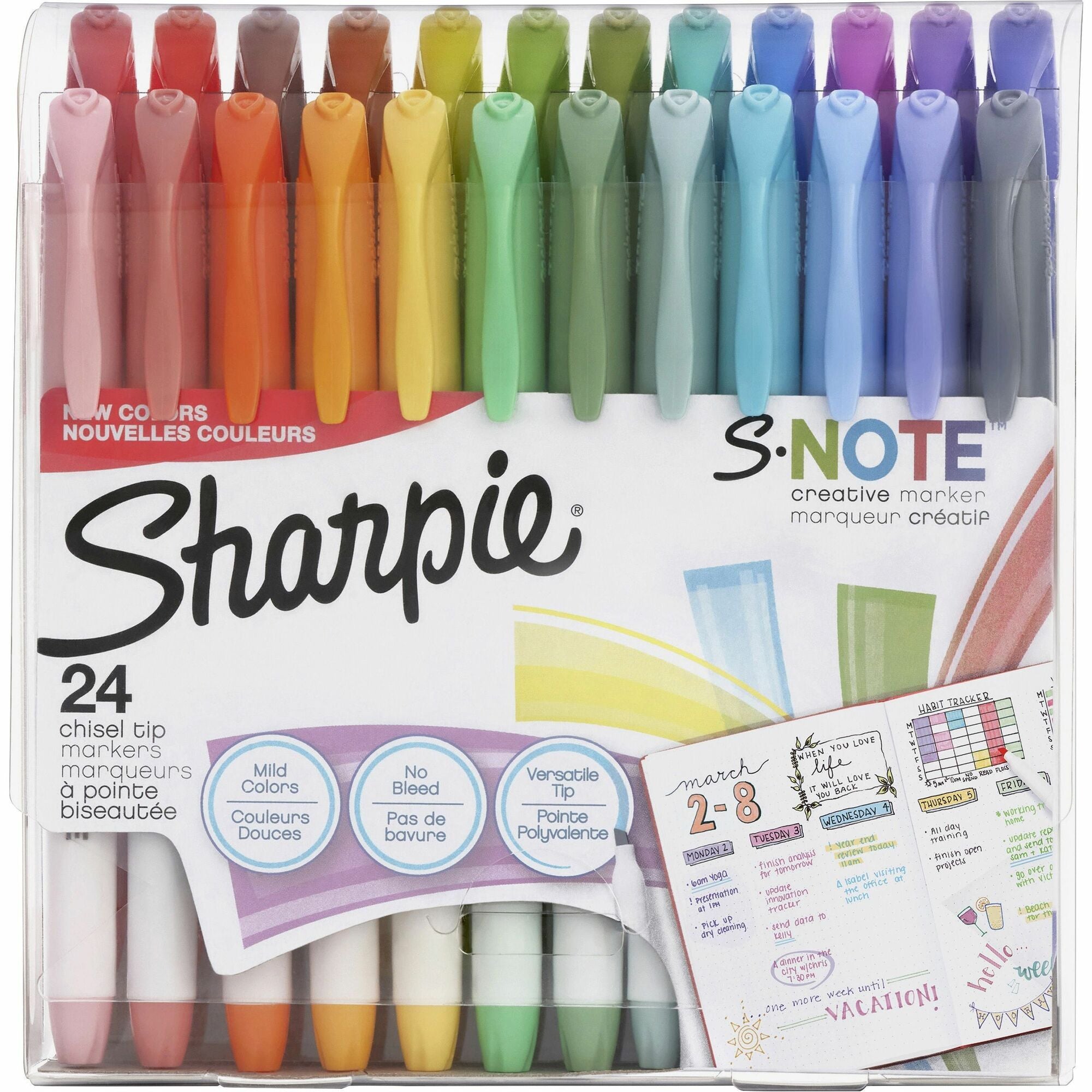 Sharpie S-Note Creative Markers, Chisel Tip - Chisel Marker Point - Assorted Ink - 24 / Pack