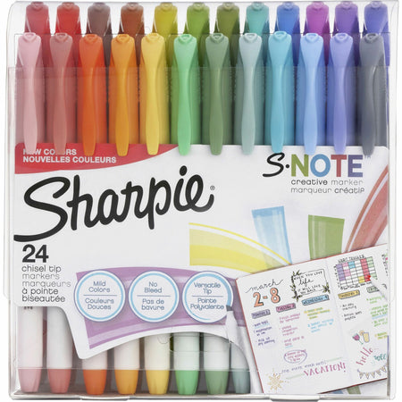 Sharpie S-Note Creative Markers, Chisel Tip - Chisel Marker Point - Assorted Ink - 24 / Pack