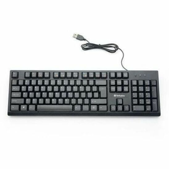 Verbatim Wired Keyboard and Mouse - USB Cable Keyboard - USB Mouse - 1000 dpi - Multimedia Hot Key(s) - Symmetrical - Compatible with Linux, Windows, ChromeOS, Mac, PC, Mac OS - 1 Each