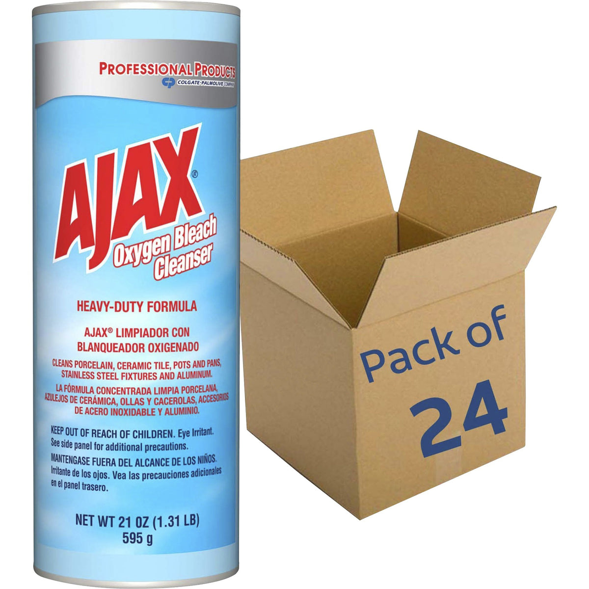 AJAX Oxygen Bleach Cleanser - 21 oz (1.31 lb) - Pleasant Scent - Heavy Duty - Blue - 24 / Carton