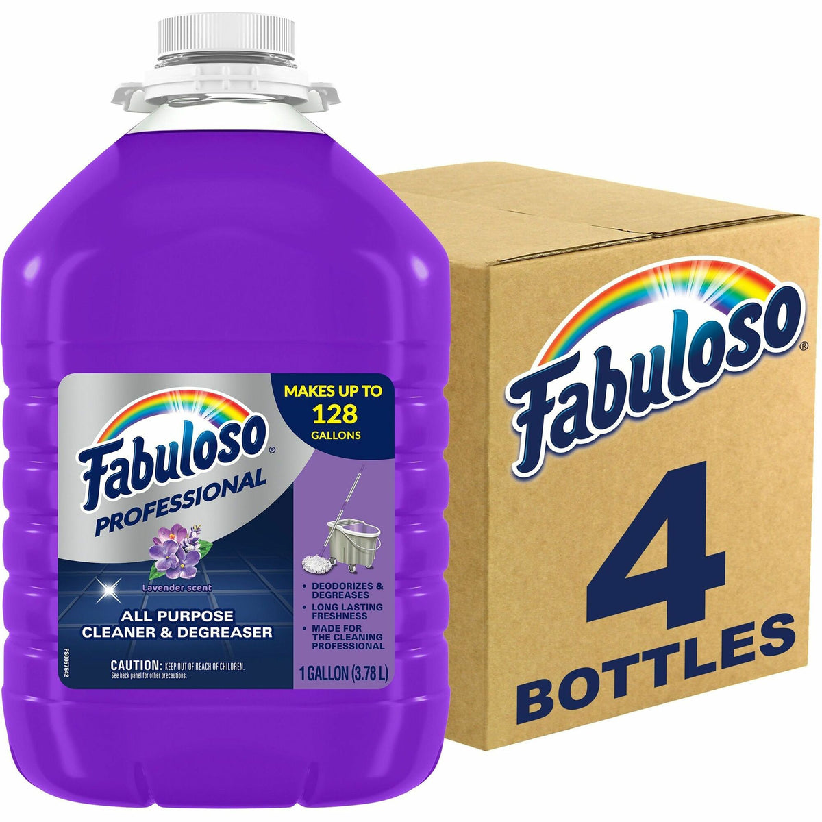 Fabuloso All-Purpose Cleaner - 128 fl oz (4 quart) - Lavender, Fresh Scent - Long Lasting, pH Neutral, Rinse-free, Deodorize, Easy to Use, Residue-free - Purple Bottle - 4 / Carton