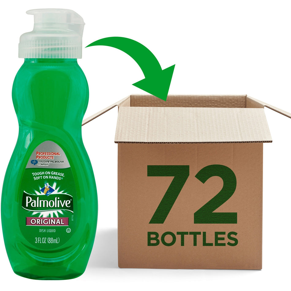 Palmolive Original Dish Liquid - 3 fl oz (0.1 quart) - Original Scent - Phosphate-free, pH Balanced - Green - 72 / Carton