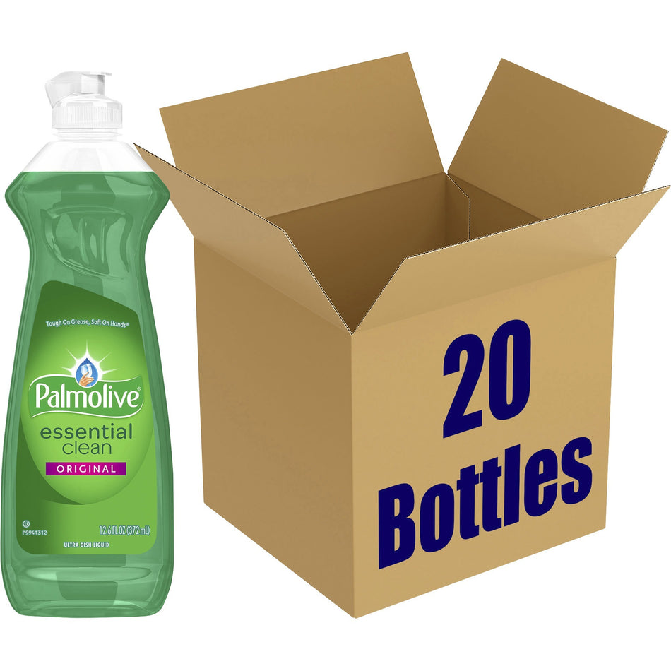 Palmolive Essential Clean Dish Liquid - 12.6 fl oz (0.4 quart) - Phosphate-free, pH Balanced, Long Lasting - Green - 20 / Carton