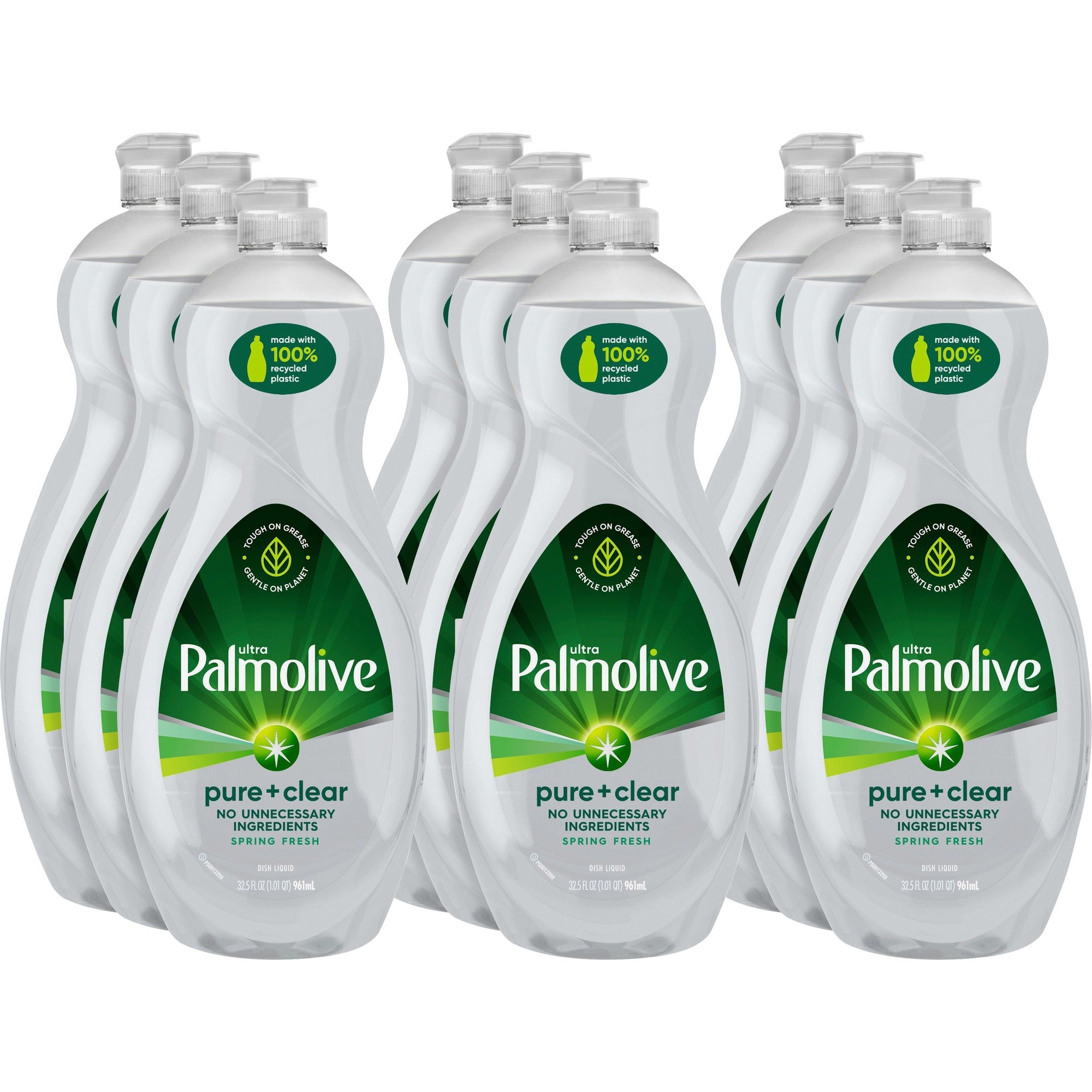 Palmolive Pure/Clear Ultra Dish Soap - 32.5 fl oz (1 quart) - Hypoallergenic, Fragrance-free, Dye-free, Phosphate-free, Paraben-free, Biodegradable, Eco-friendly - Clear - 9 / Carton