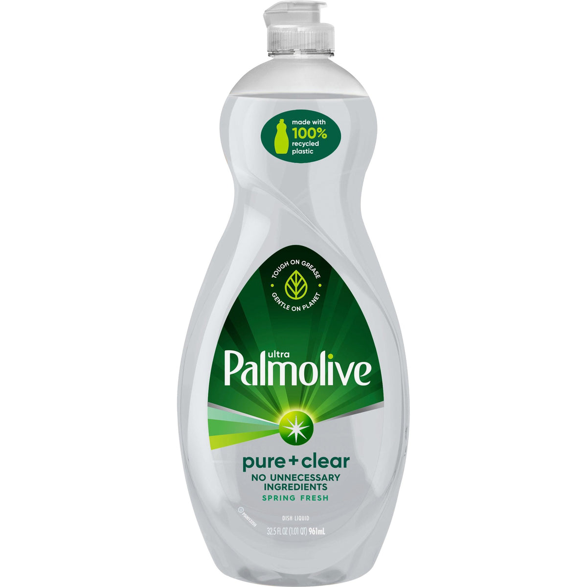 Palmolive Pure/Clear Ultra Dish Soap - 32.5 fl oz (1 quart) - Hypoallergenic, Fragrance-free, Dye-free, Phosphate-free, Paraben-free, Biodegradable, Eco-friendly - Clear - 1 Each