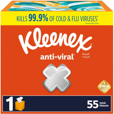 Kleenex Anti-viral Facial Tissue - 3 Ply - WhiteBox - 55/Box - 1 Each