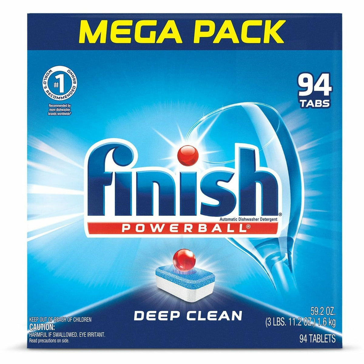 Finish Powerball Dishwasher Tabs - Fresh Scent - Chlorine-free, Easy to Use - Multi - 94 / Box