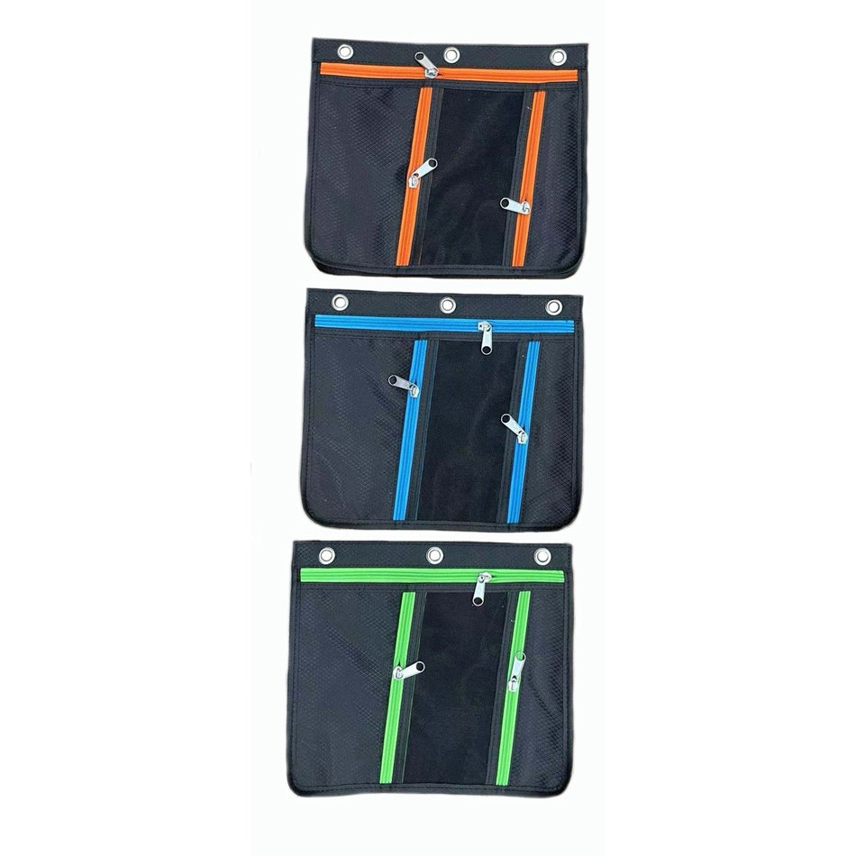 Charles Leonard Triple-pocket Pencil Pouches - 11" Height x 9.5" Width - Ring Binder - Multi - Nylon - 24 / Display Box