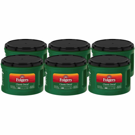 Folgers® Ground Classic Decaf Coffee - Medium - 19.2 oz Per Canister - Ground - Classic - Decaffeinated - 6 / Carton