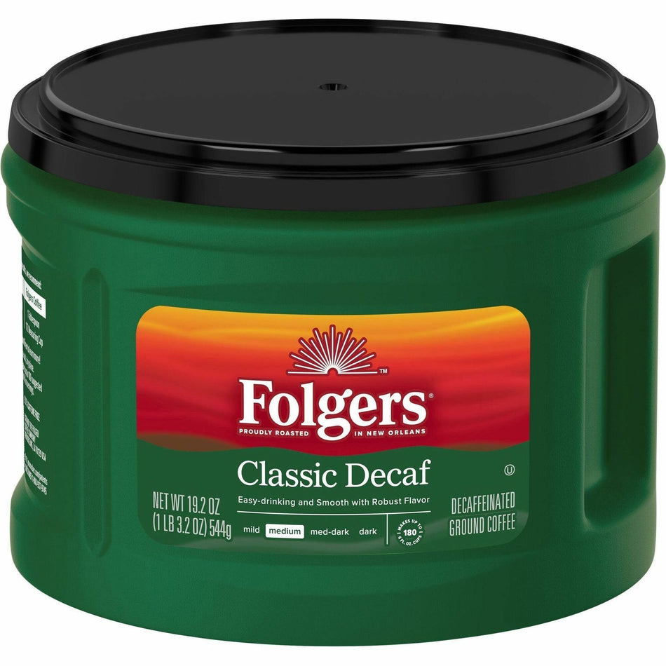 Folgers® Ground Classic Decaf Coffee - Medium - 19.2 oz Per Canister - Ground - Classic - Decaffeinated - 1 Each