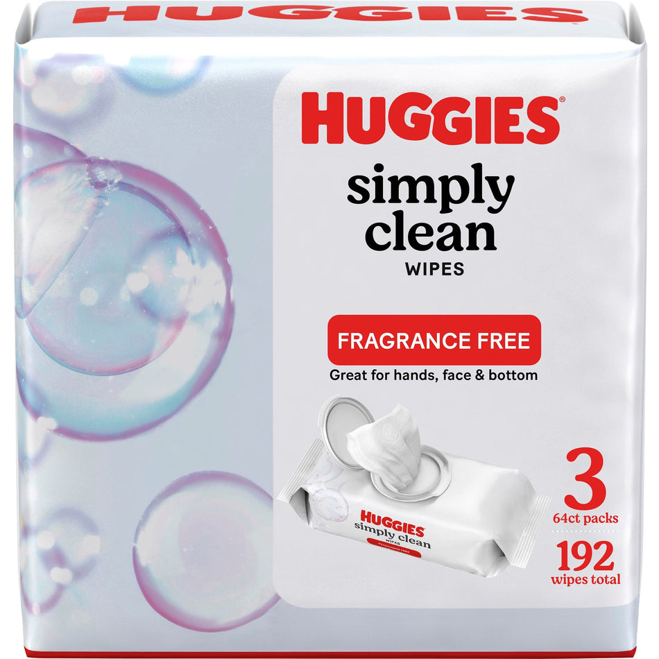 Huggies Simply Clean Wipes - WhitePacket - 64/Packet - 3 / Pack