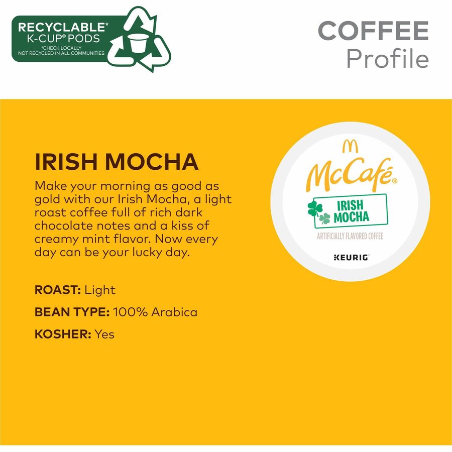 McCafé® K-Cup Irish Mocha - Compatible with K-Cup Brewer - Light - K-Cup - Irish Mocha - 24 / Box