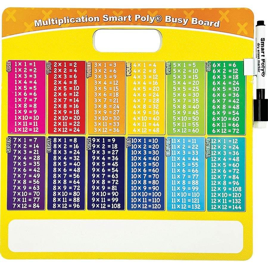 Ashley Multiplication Smart Poly Busy Board - 10.8" (0.9 ft) Width x 10.8" (0.9 ft) Height - Poly-coated Cardboard Surface - Square - 1 Each