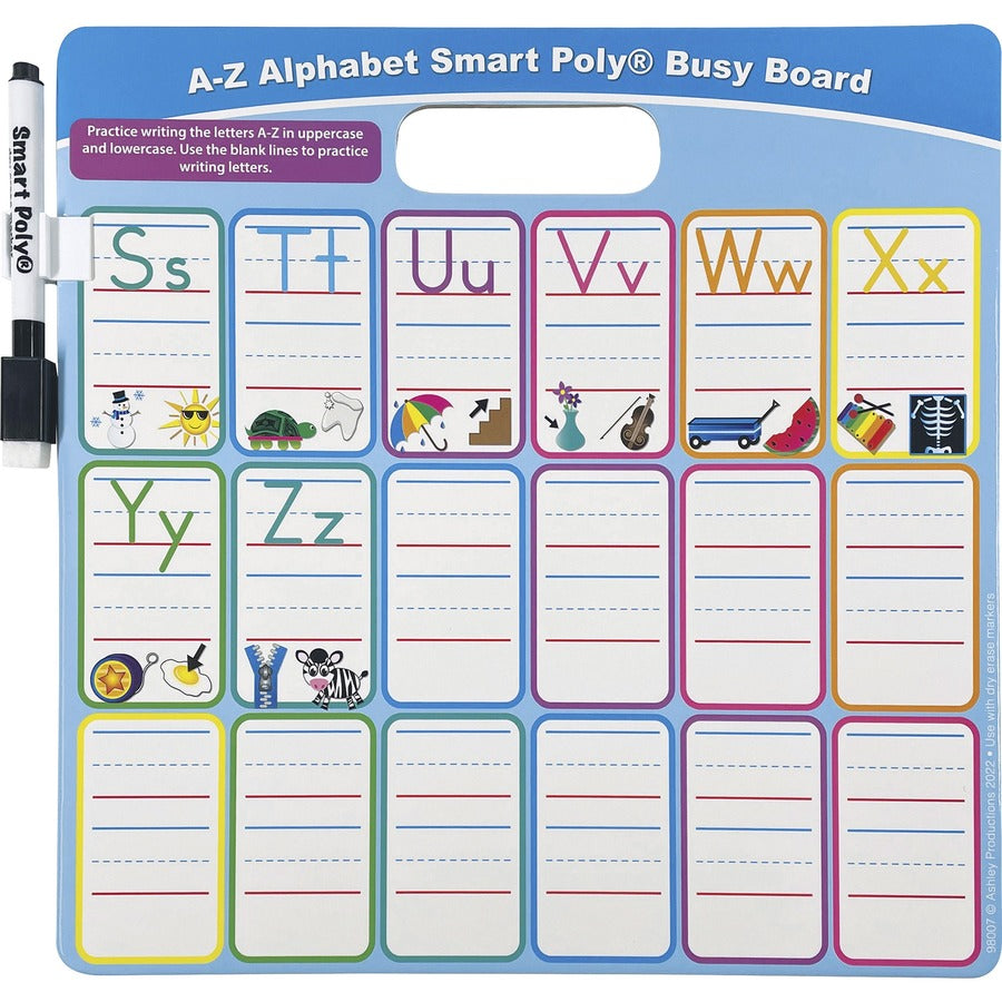 Ashley ABC Fill In Smart Poly Busy Board - 10.8" (0.9 ft) Width x 10.8" (0.9 ft) Height - Poly-coated Cardboard Surface - Square - 1 Each