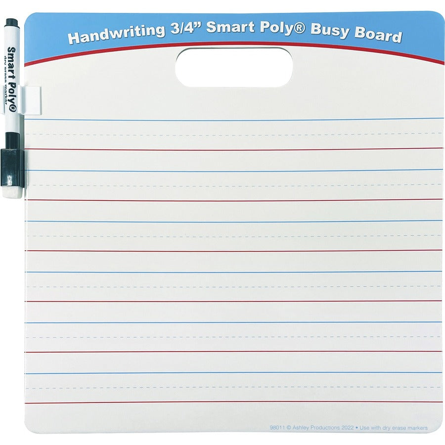 Ashley Handwriting Smart Poly Busy Board - 10.8" (0.9 ft) Width x 10.8" (0.9 ft) Height - Poly-coated Cardboard Surface - Square - 1 Each