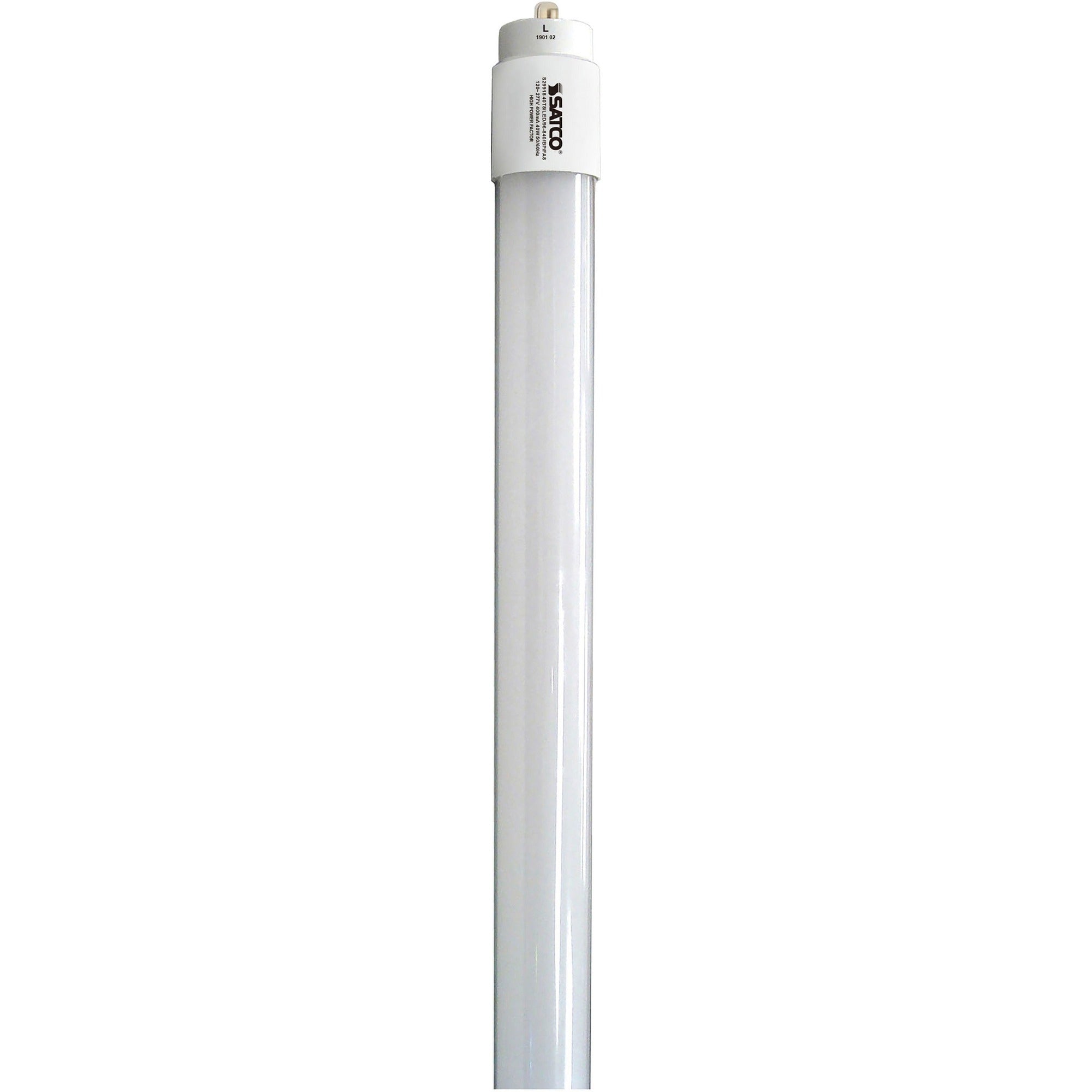 Satco 40W T8 4000K LED Tube Light - 40 W - 120 V AC, 277 V AC - 5500 lm - Tubular - T8 Size - White - Cool White Light Color - Fa8 Base - 50000 Hour - 4000&deg;K Color Temperature - 210&deg; Beam Angle - Shatter Proof, Ballast-free - 10 / Carton
