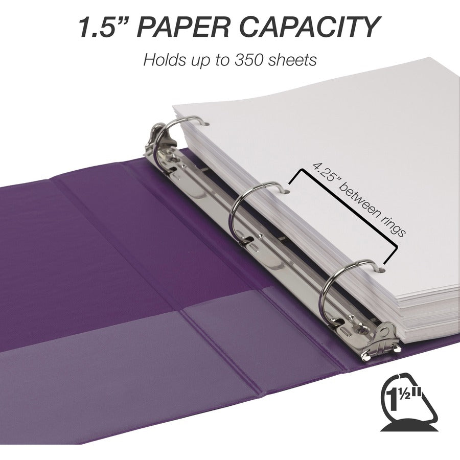 Samsill Durable View Binders - 1 1/2" Binder Capacity - 350 Sheet Capacity - Fastener(s): D-Ring - Chipboard, Polypropylene - Assorted - Recycled - Clear Overlay, Durable, Non-glare, PVC-free, Non-stick, Ink-transfer Resistant - 4 / Pack