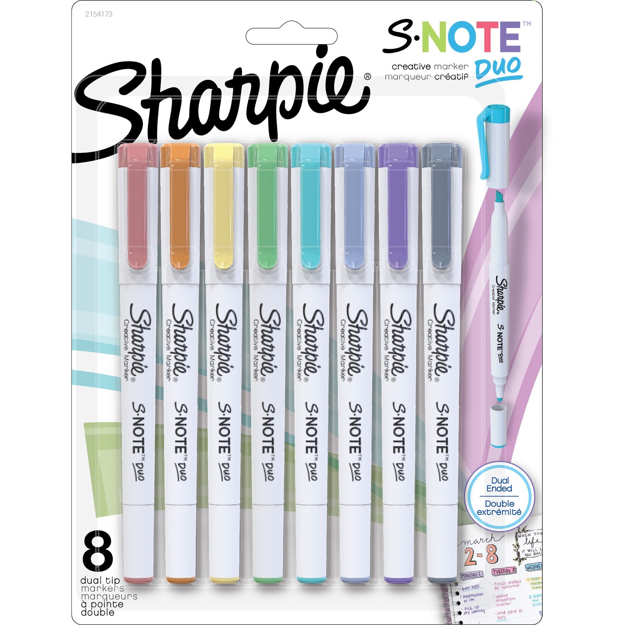 Sharpie S-Note Duo Dual-Tip Markers - Chisel, Bullet Marker Point - Assorted Ink - 8 / Pack