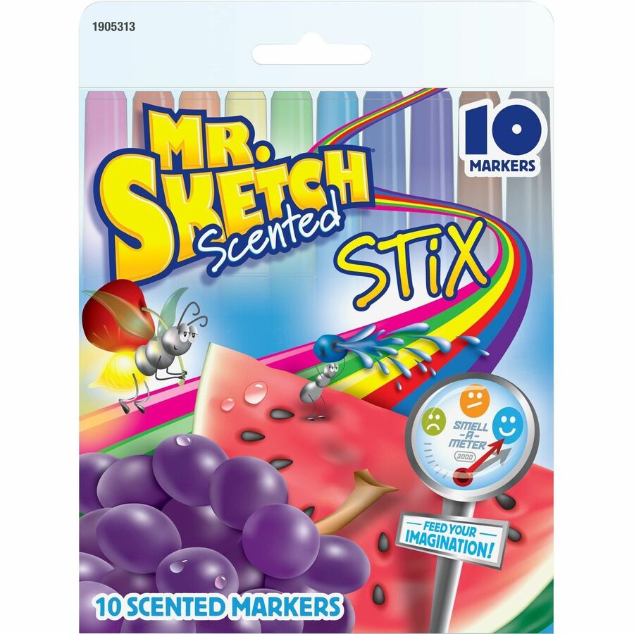 Mr. Sketch Scented Stix Markers - Fine Bullet Marker Point - Multi Ink - Water Based - 10 / Pack