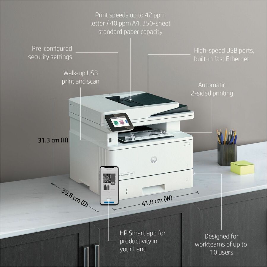 HP LaserJet Pro 4001dn Desktop Laser Printer - Monochrome - Alternate-Image8