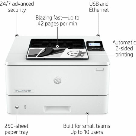 HP LaserJet Pro 4001dn Desktop Laser Printer - Monochrome - Alternate-Image11