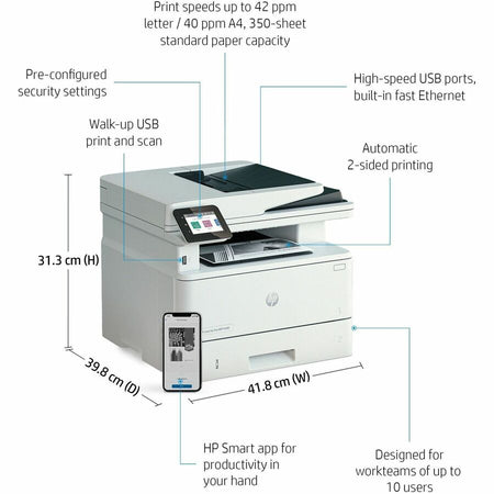 HP LaserJet Pro 4001dn Desktop Laser Printer - Monochrome - Alternate-Image9
