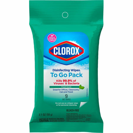 Clorox Bleach-Free Disinfecting WipesTo-Go Pack - Fresh Scent - Bleach-free, Disinfectant, Antibacterial, Disposable - White - 9 Pack - 1 Each