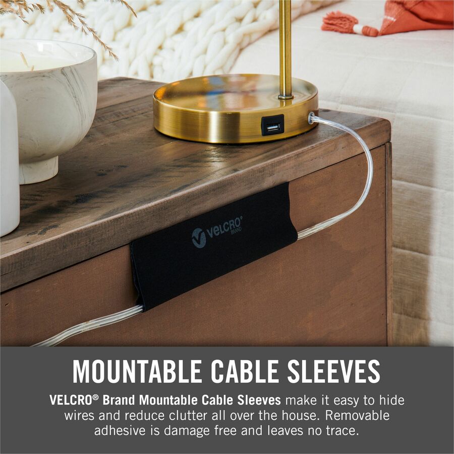 VELCRO®  Mountable Cable Sleeves - Cable Sleeve - Black - 8" Length - 2 / Pack