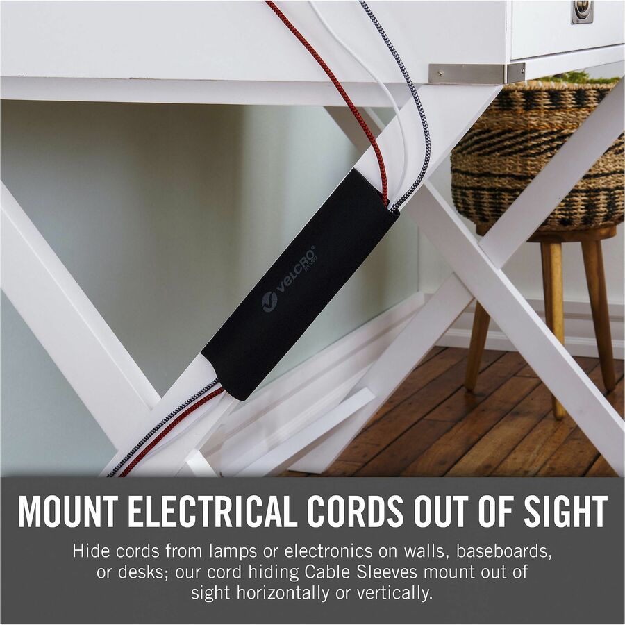 VELCRO®  Mountable Cable Sleeves - Cable Sleeve - Black - 12" Length - 2 / Pack