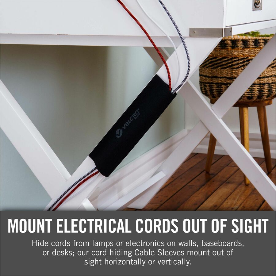 VELCRO®  Mountable Cut-To-Length Cable Sleeves - Cable Sleeve - Black - 36" Length - 1 Each