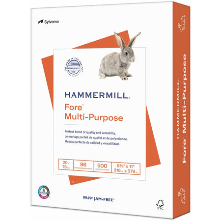PALLET Hammermill Fore Multipurpose Copy Paper - White - 96 Brightness - Letter - 8 1/2" x 11" - 20 lb Basis Weight - Acid-free - White - 500 Sheets per Ream - 400 / Pallet