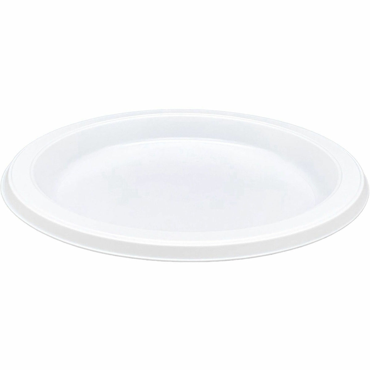 Genuine Joe 7" Disposable Plastic Plates - Picnic, Food, Party, Breakroom - Disposable - 7" Diameter - White - Plastic Body - Round - 125 / Pack