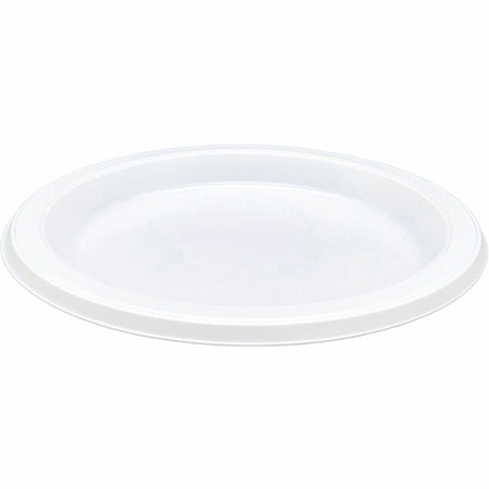 Genuine Joe 7" Disposable Plastic Plates - Picnic, Food, Party, Breakroom - Disposable - 7" Diameter - White - Plastic Body - Round - 125 / Pack