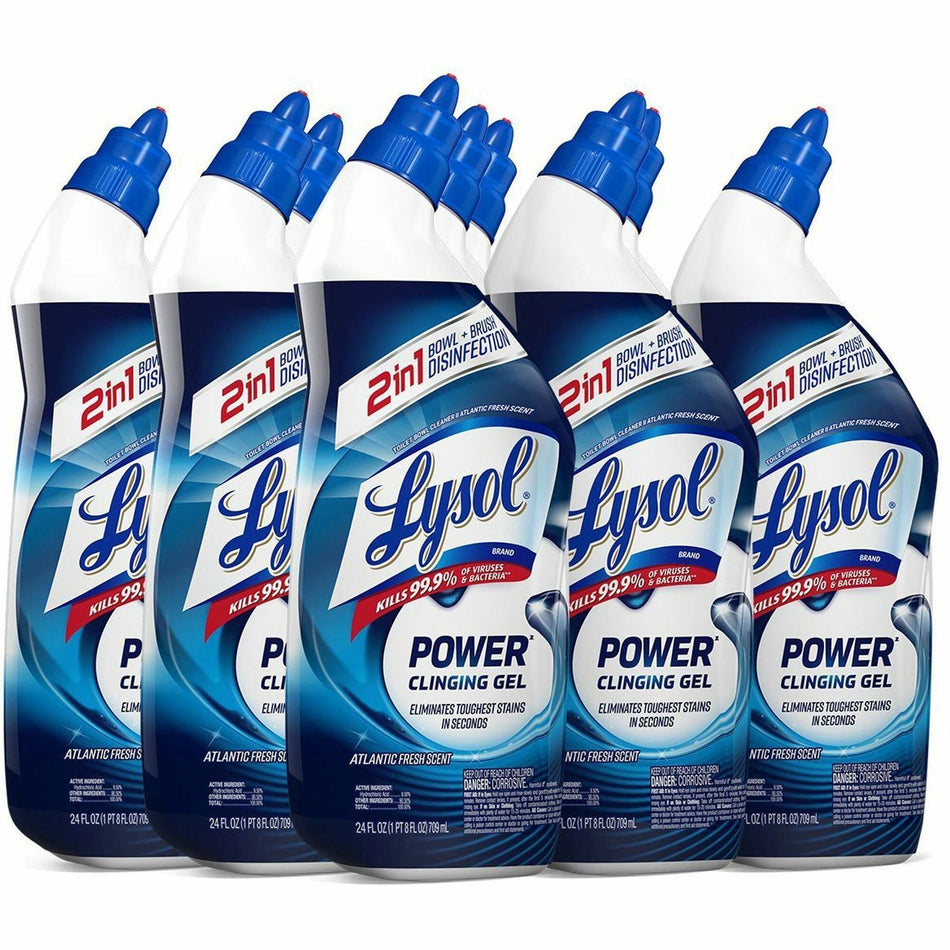 Lysol Toilet Bowl Cleaner - 24 fl oz (0.8 quart) - Atlantic Fresh Scent - Disinfectant - Blue Bottle - 9 / Carton