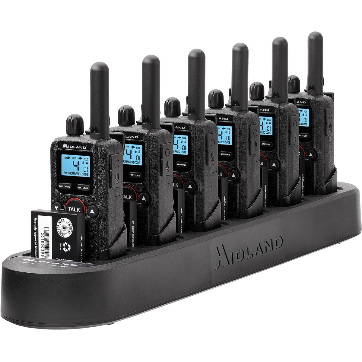 Midland BizTalk BR180X6BGC On-Site Business Radio Bundle Pack - 4 Radio Channels - 142 Total Privacy Codes - Lightweight - Lithium Ion (Li-Ion) - Gray - 6/Set - 1 Each