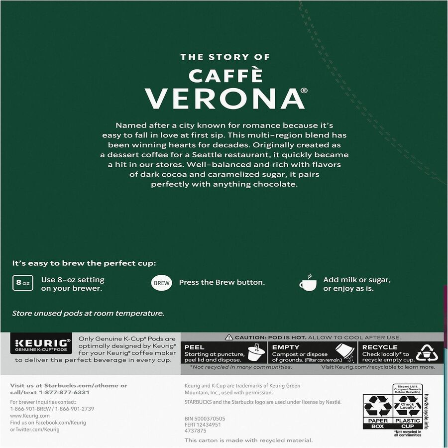 Starbucks&reg; K-Cup Caffe Verona Coffee - Rear