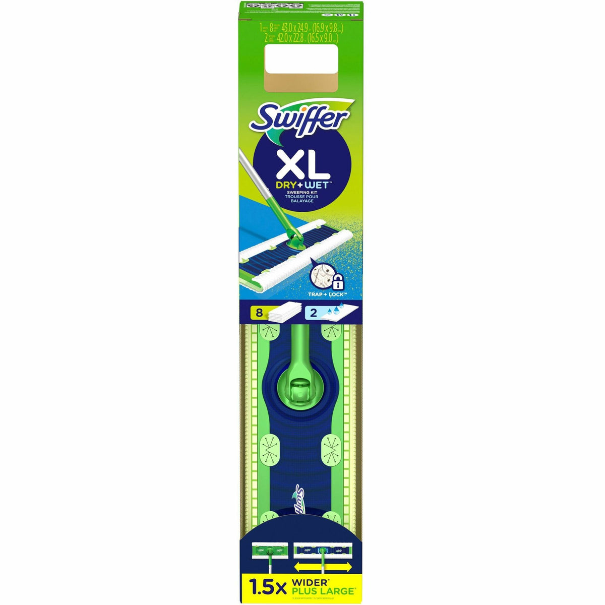 Swiffer XL Dry+Wet Sweeping Kit - Blue, Green - 1 / Carton