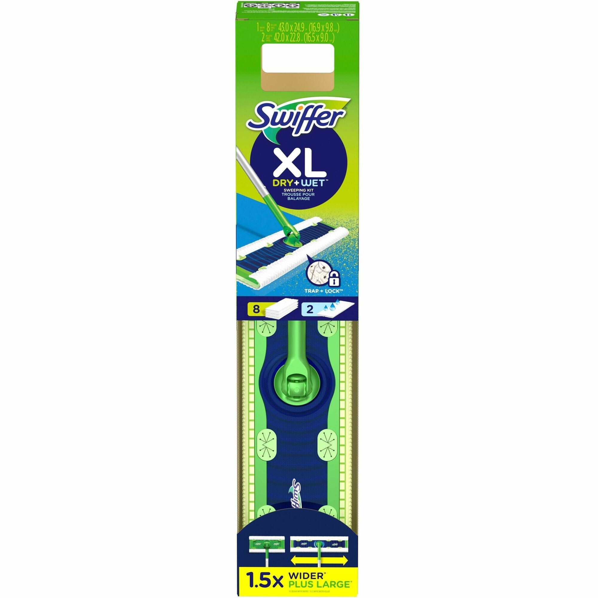 Swiffer XL Dry+Wet Sweeping Kit - Blue, Green - 1 / Carton