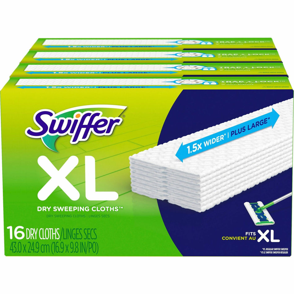 Swiffer Sweeper XL Dry Sweeping Cloths - X-Large - White - 16/Box - 4 / Carton