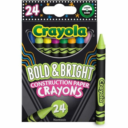Crayola Bold & Bright Construction Paper Crayons, 24 Count - For Child - Assorted - 24 / Pack