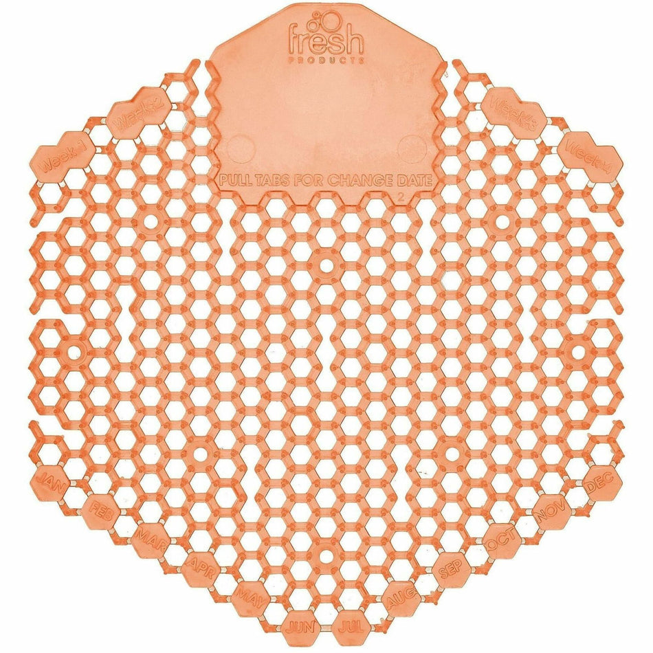 Fresh Products Wave 3D Urinal Screen - Lasts upto 30 Days - Splash Reducer, Odor Control - 10 / Box - Orange